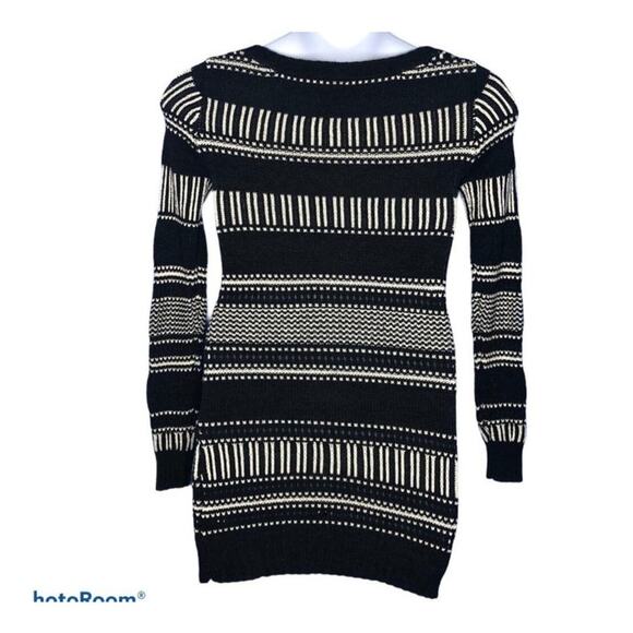 Roxy Dark Gray & White Open Knit Sweater Dress Scoop Neck XS - Picture 12 of 16